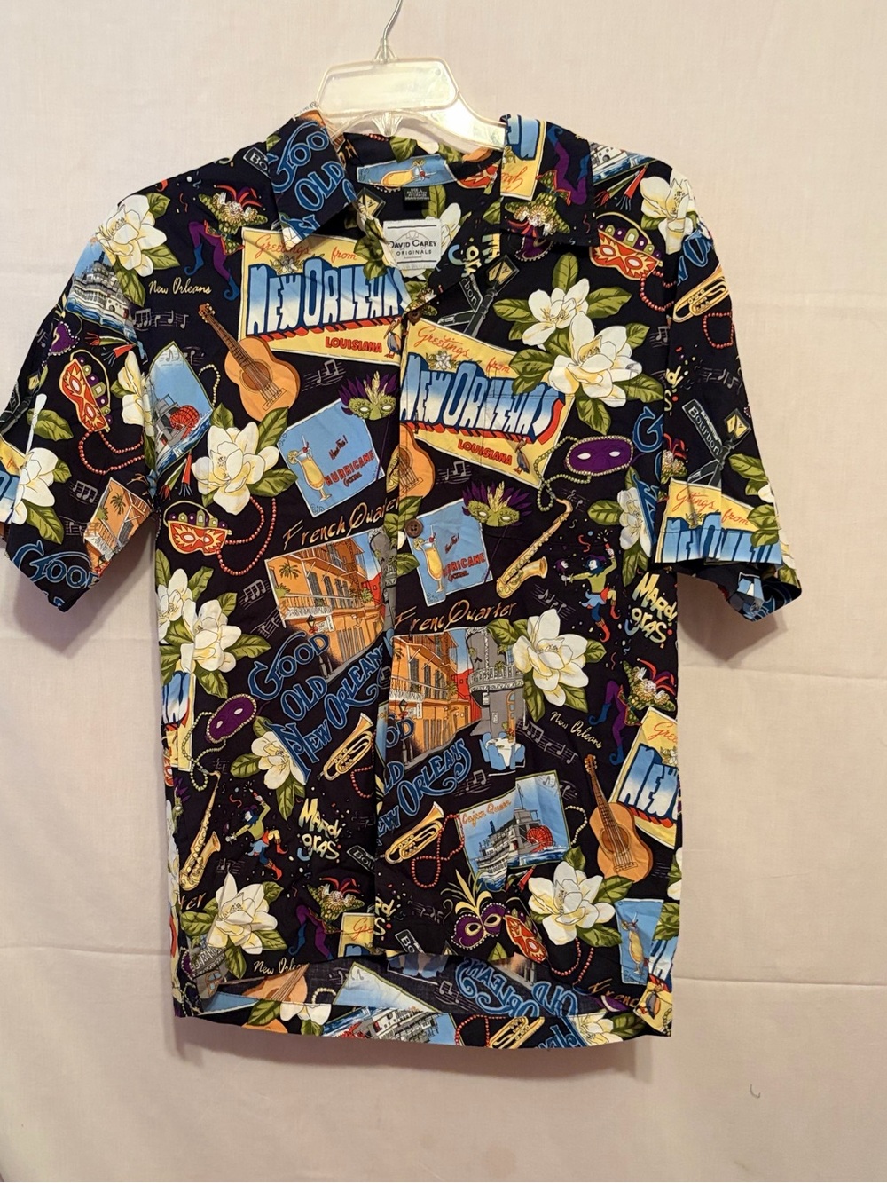 New Orleans Graphic Camp Shirt - Black Floral & Postcard Print